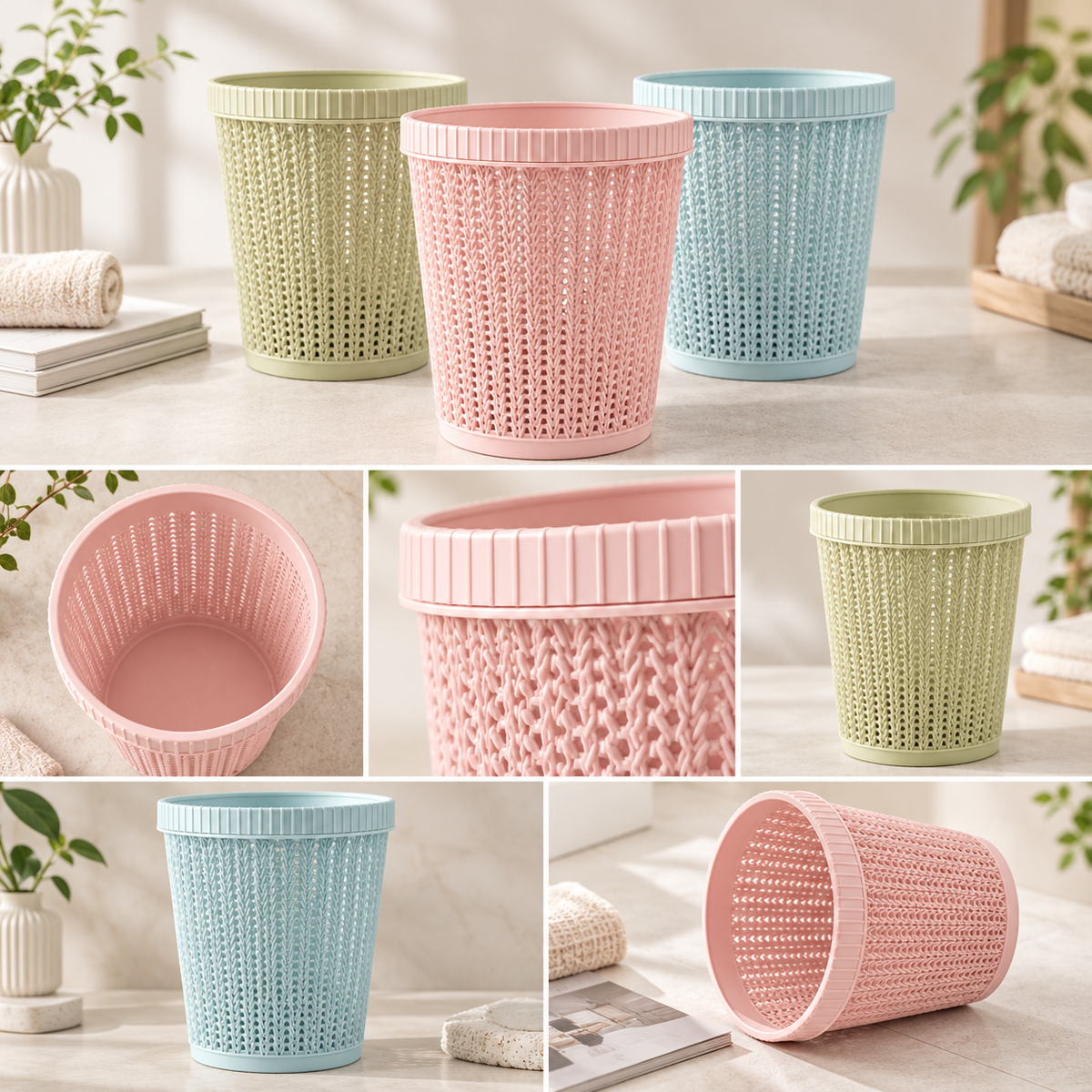 Coș de gunoi compact, ușor, mic, cu design decorativ
