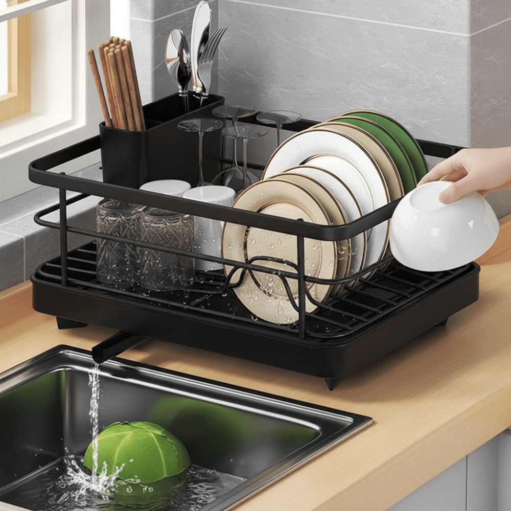 Abtropfgestell aus Edelstahl Kompakte Arbeitsplatten-Abtropffläche – DecorsDeluxe