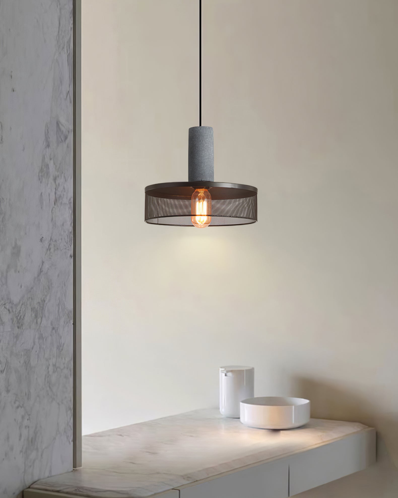 Urban Concrete Pendant Light | Industrial LED Hanging Lamp
