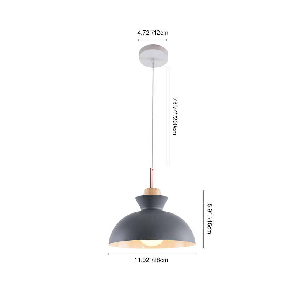 Modern Single Pendant Dome Light | Scandinavian Metal Hanging Lamp