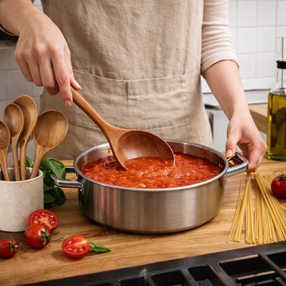 Set di utensili da cucina in legno fatti a mano, strumenti da cucina che non graffiano