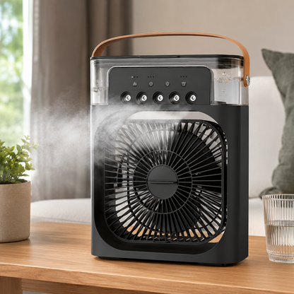 Bærbar klimaanlæg med fjernbetjening og kompakt ventilator