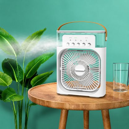 Bærbar klimaanlæg med fjernbetjening og kompakt ventilator