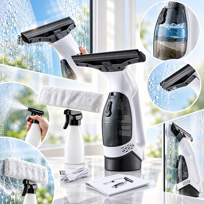 Cordless Window Vacuum Handheld Double Tank Squeegee