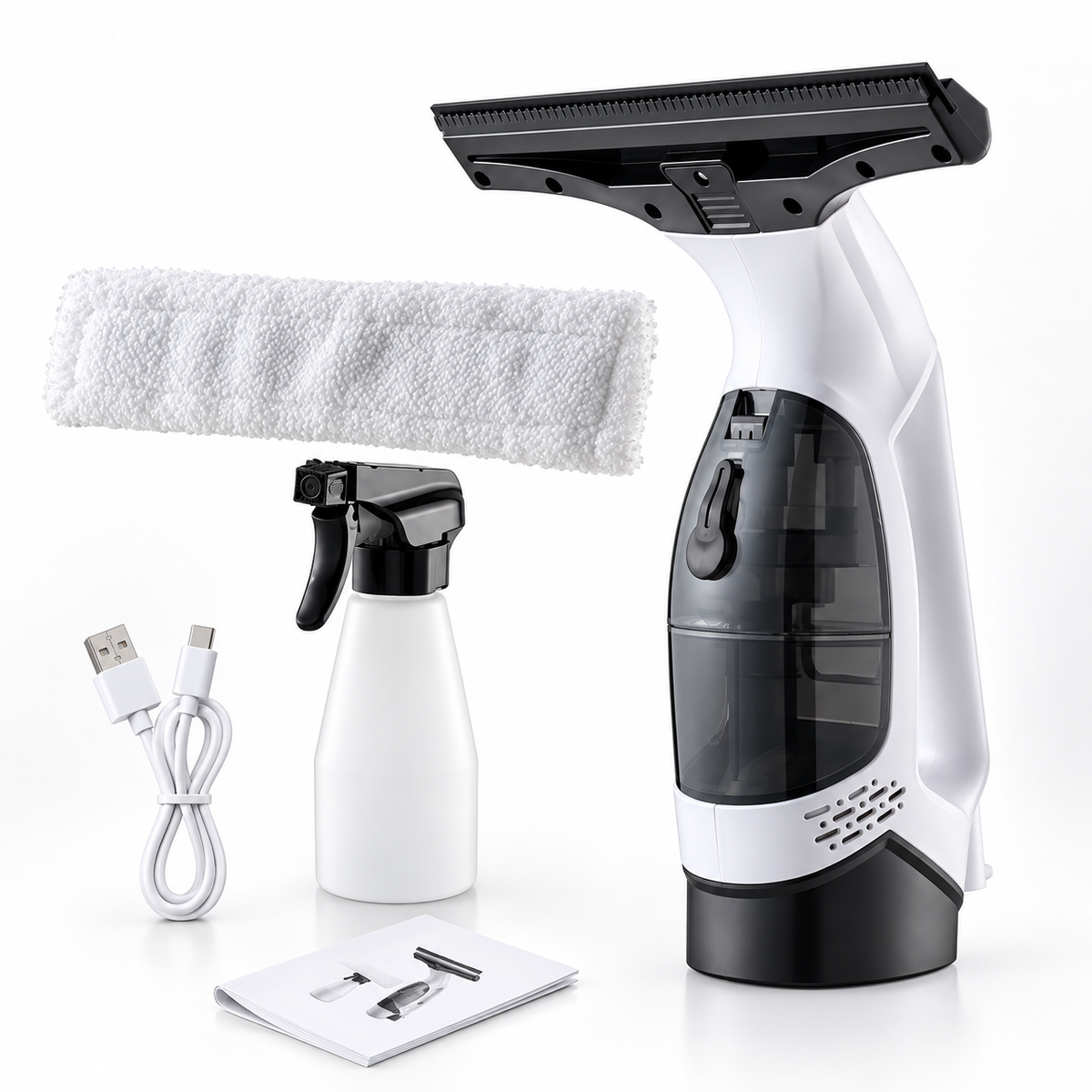 Cordless Window Vacuum Handheld Double Tank Squeegee