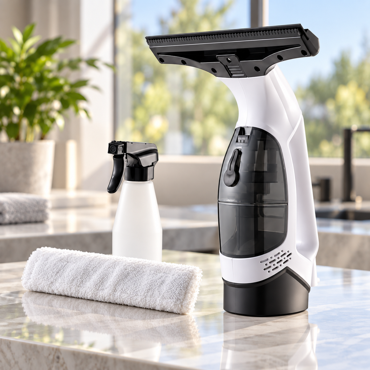 Cordless Window Vacuum Handheld Double Tank Squeegee