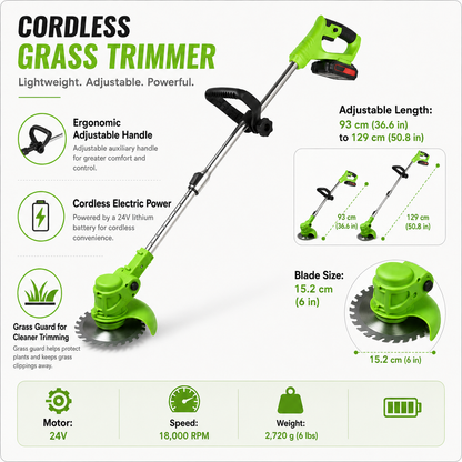 Cordless Grass Trimmer Ergonomic Adjustable Handle