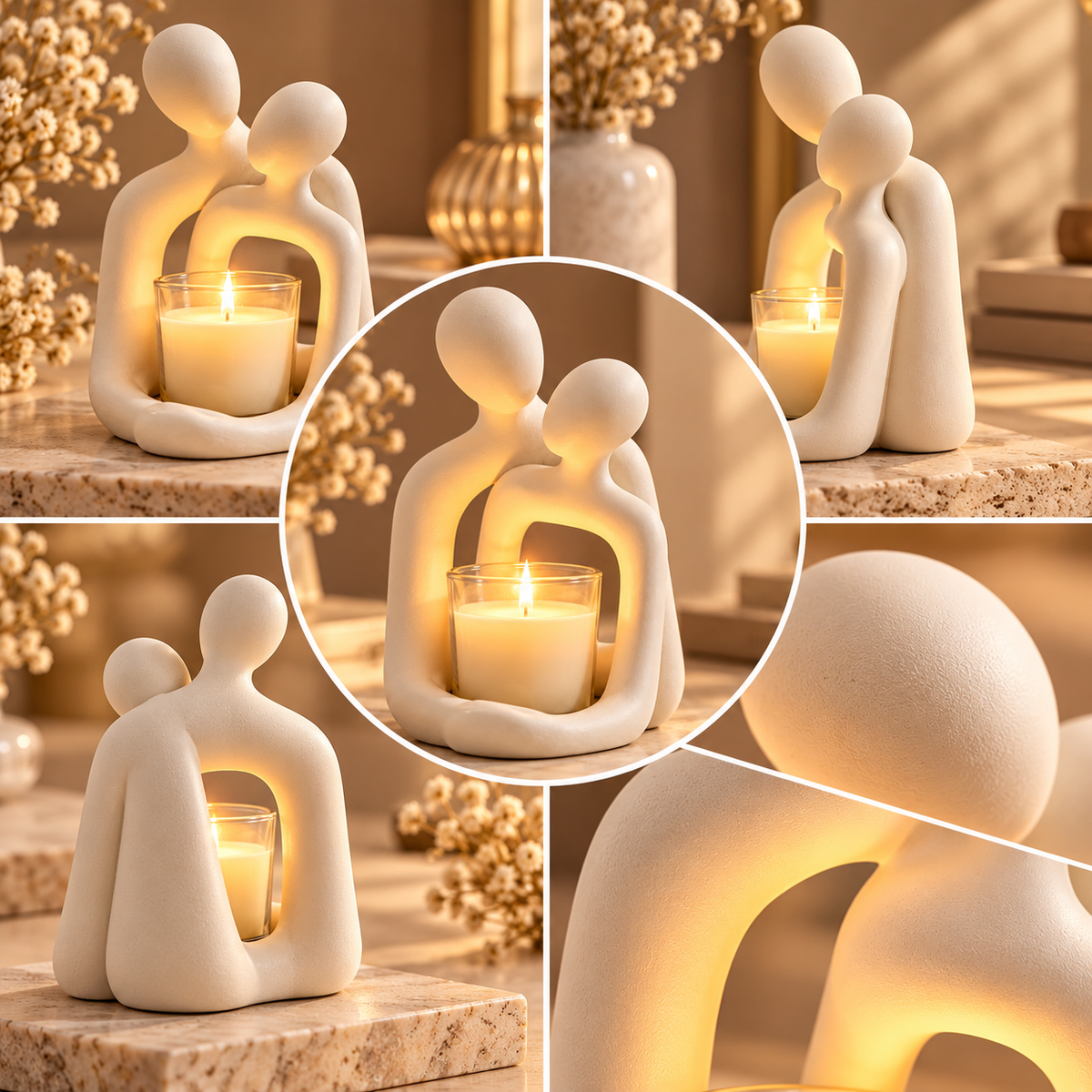 Figura decorativa de casal em resina, estilo nórdico