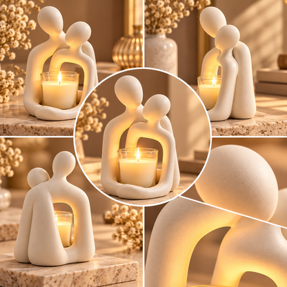 Figura decorativa de casal em resina, estilo nórdico