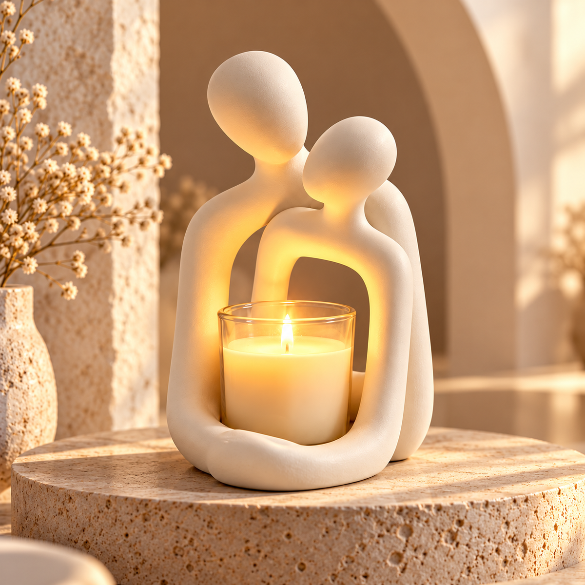 Figura decorativa de casal em resina, estilo nórdico