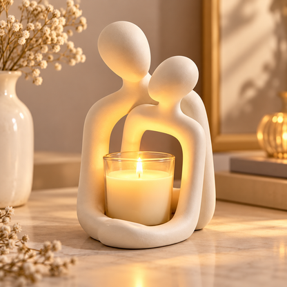 Figura decorativa de casal em resina, estilo nórdico