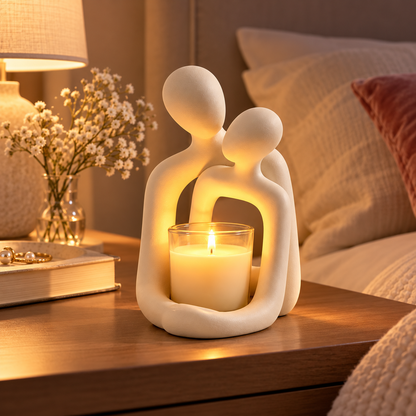Figura decorativa de casal em resina, estilo nórdico