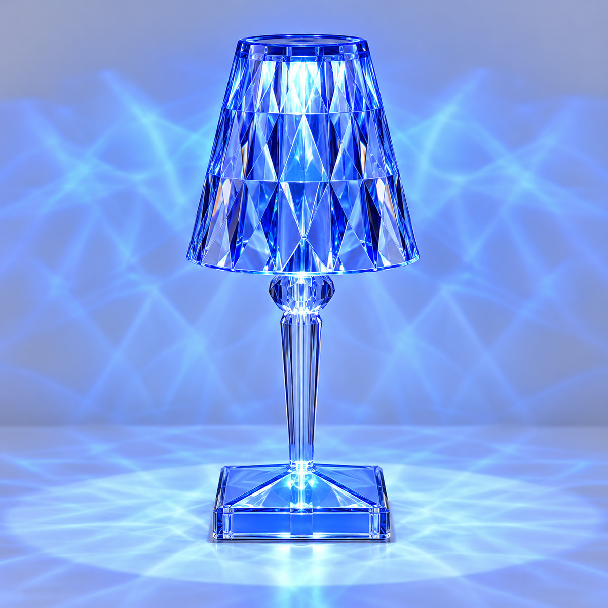 Candeeiro de mesa de cristal LED com controlo tátil, base esférica decorativa