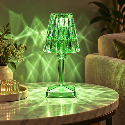 Candeeiro de mesa de cristal LED com controlo tátil, base esférica decorativa