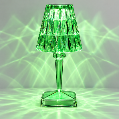 Candeeiro de mesa de cristal LED com controlo tátil, base esférica decorativa