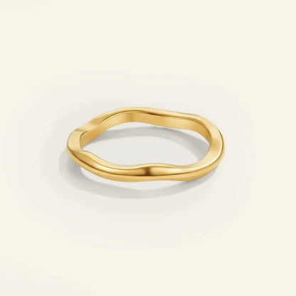 Anel Empilhável Dourado Minimalista em Aço Inoxidável Uso Diário