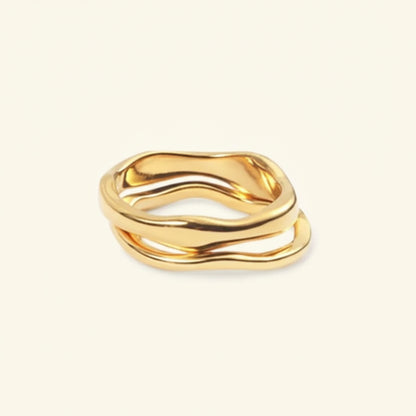Anel Empilhável Dourado Minimalista em Aço Inoxidável Uso Diário