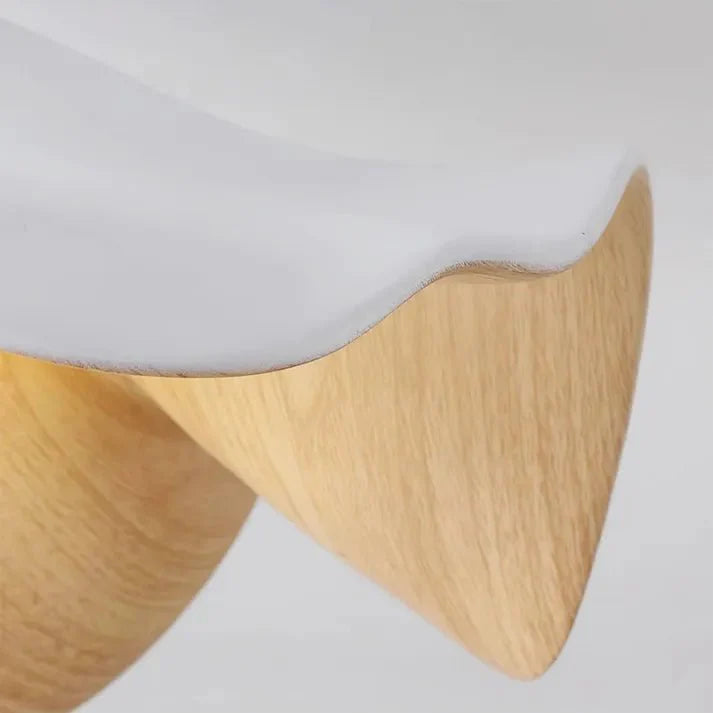 Scandinavian Wooden Lotus Ceiling Light | Resin & Iron Modern Flush Lamp