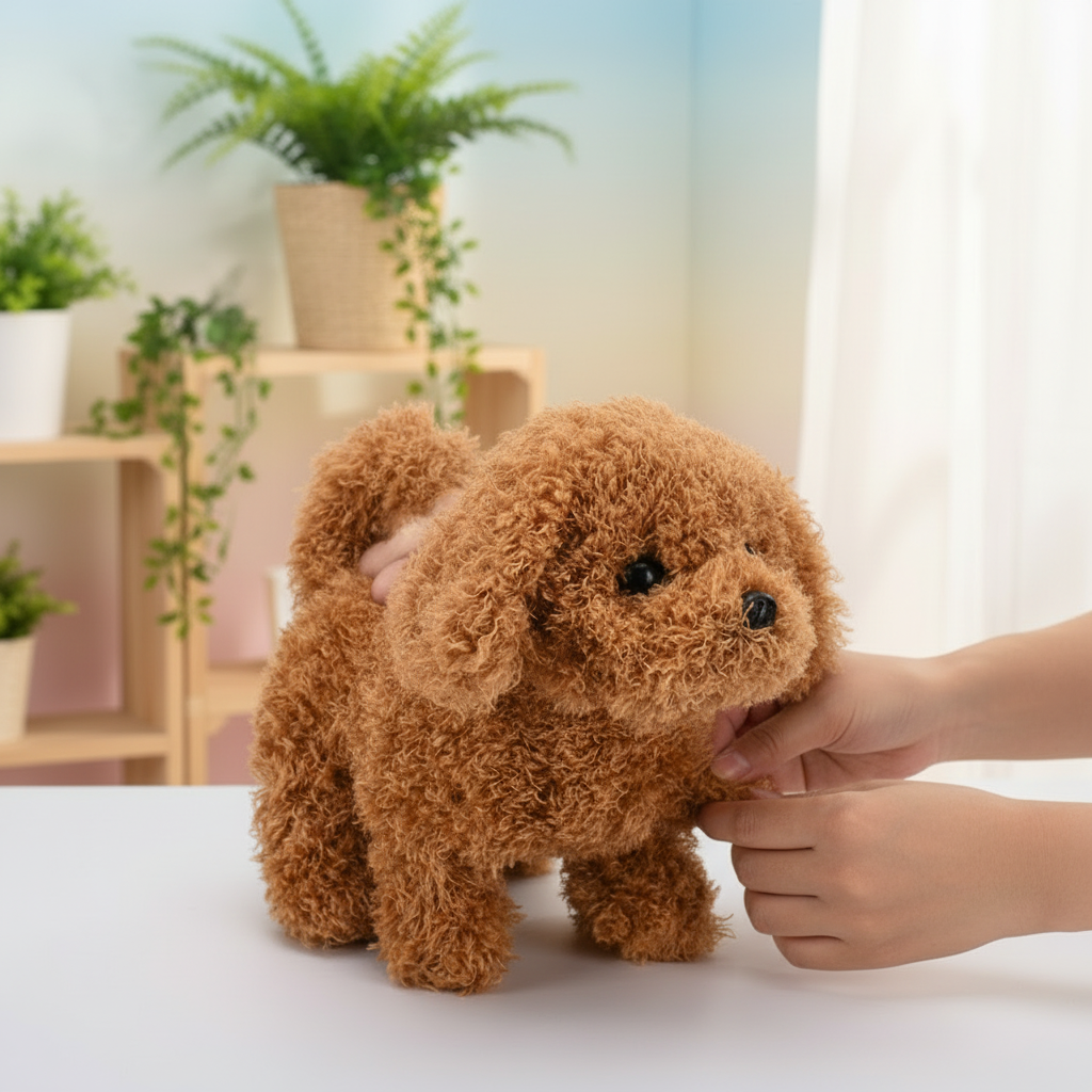 Brinquedo de Pelúcia Cachorrinho Interativo Cão Realista Móvel e Macio