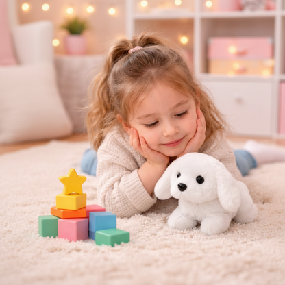 Brinquedo de Pelúcia Cachorrinho Interativo Cão Realista Móvel e Macio