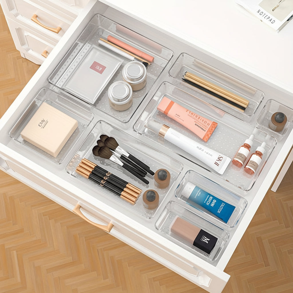 Set di vassoi in plastica per organizzare i cassetti Cucina Ufficio Bagno
