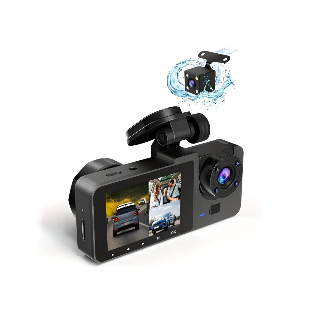 Cámara de tablero con doble lente Grabadora de conducción para automóvil 1080P Monitor de estacionamiento