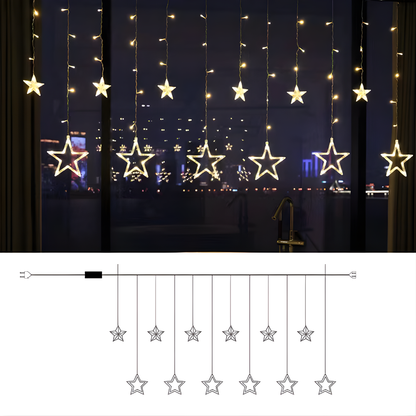 Perdea de lumină cu LED Stea Alb Cald pentru interior și exterior Decor de sărbători
