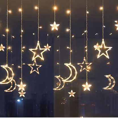 Perdea de lumină cu LED Stea Alb Cald pentru interior și exterior Decor de sărbători