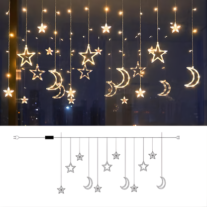 Perdea de lumină cu LED Stea Alb Cald pentru interior și exterior Decor de sărbători