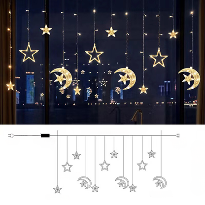 Perdea de lumină cu LED Stea Alb Cald pentru interior și exterior Decor de sărbători