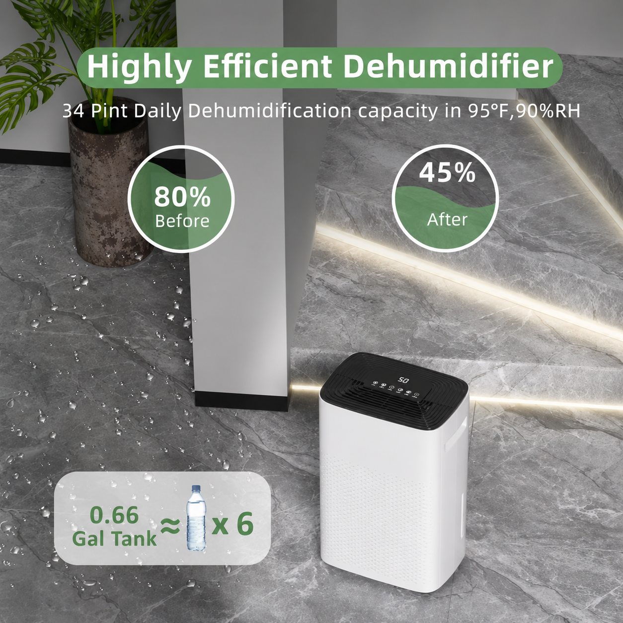Dehumidifier Cooling Basement Drain Hose Moisture Remover