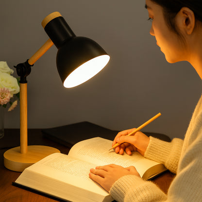Lámpara de Escritorio de Madera Ajustable Luz de Mesa Nórdica