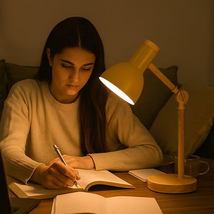 Lámpara de Escritorio de Madera Ajustable Luz de Mesa Nórdica