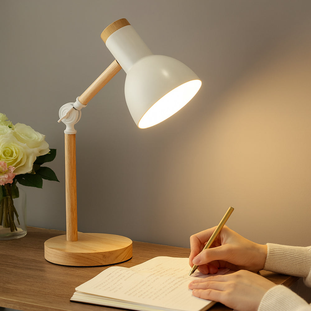 Lámpara de Escritorio de Madera Ajustable Luz de Mesa Nórdica