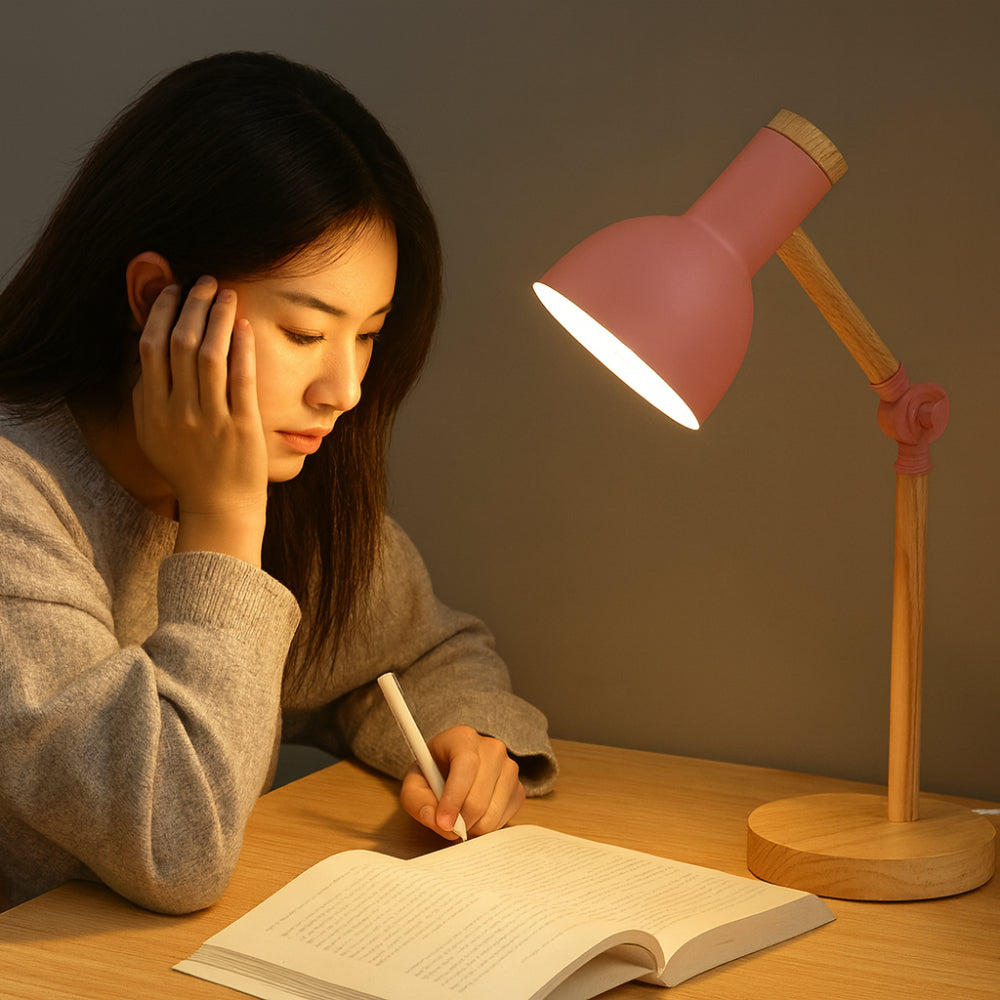 Lámpara de Escritorio de Madera Ajustable Luz de Mesa Nórdica