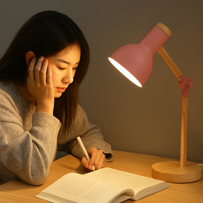 Lámpara de Escritorio de Madera Ajustable Luz de Mesa Nórdica