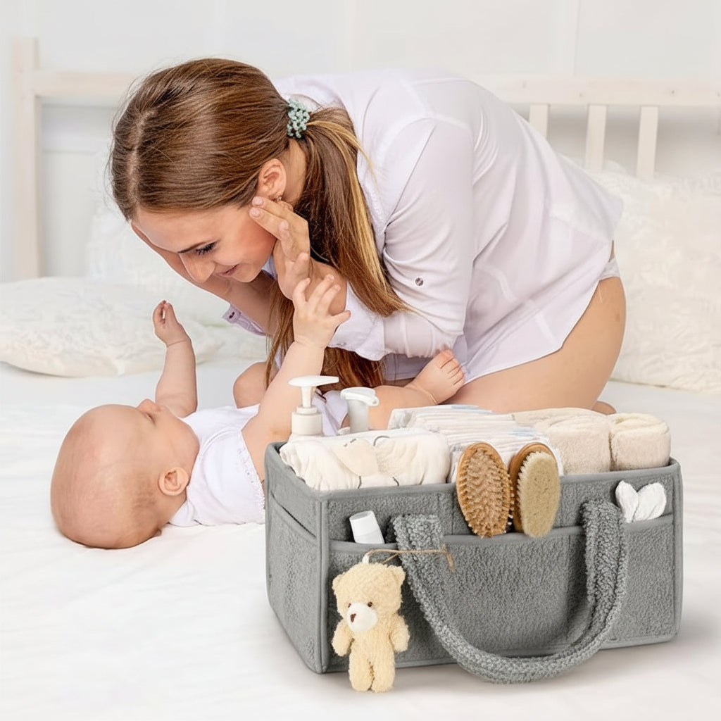 Baby Organizer Korb Plüsch Windeln Zubehör Aufbewahrung – DecorsDeluxe
