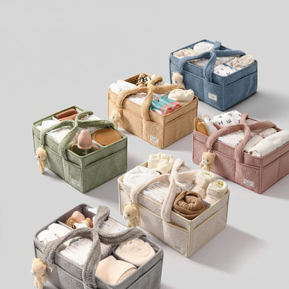 Diaper Caddy Organizer Plush Sherpa Baby Storage Basket