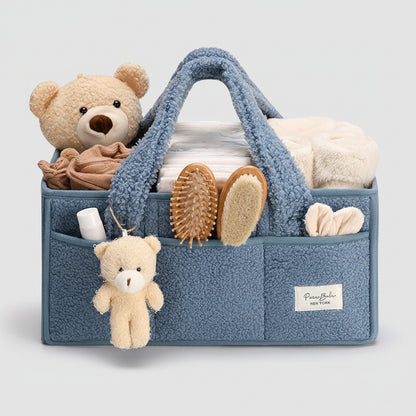 Diaper Caddy Organizer Plush Sherpa Baby Storage Basket