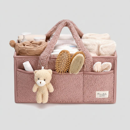 Diaper Caddy Organizer Plush Sherpa Baby Storage Basket