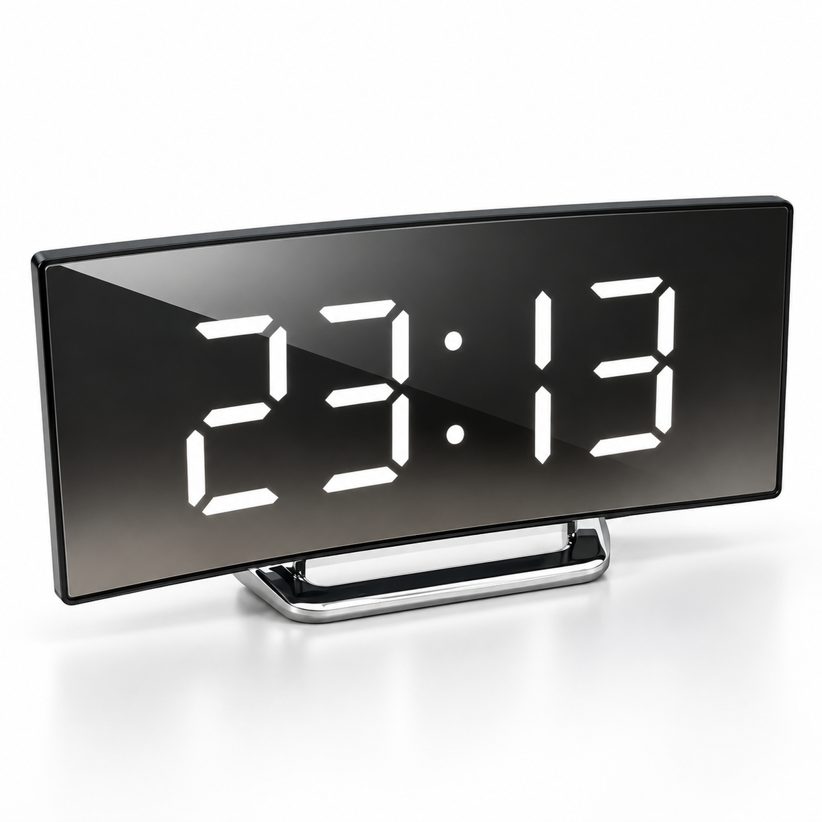 Reloj despertador digital con pantalla LED curva y espejo