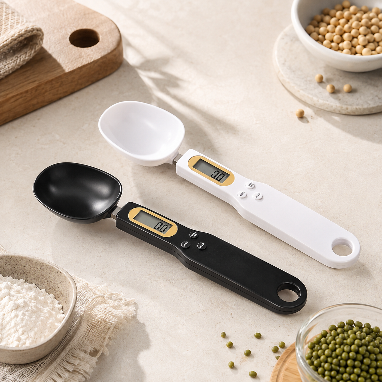 Cuchara medidora digital con pantalla LCD, báscula de cocina
