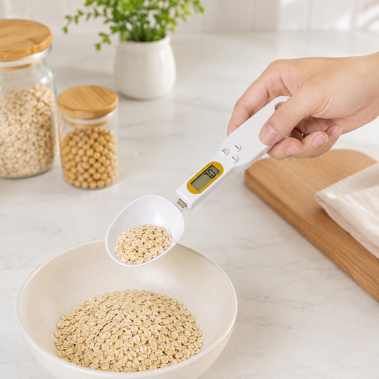 Cuchara medidora digital con pantalla LCD, báscula de cocina