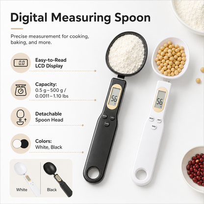 Cuchara medidora digital con pantalla LCD, báscula de cocina