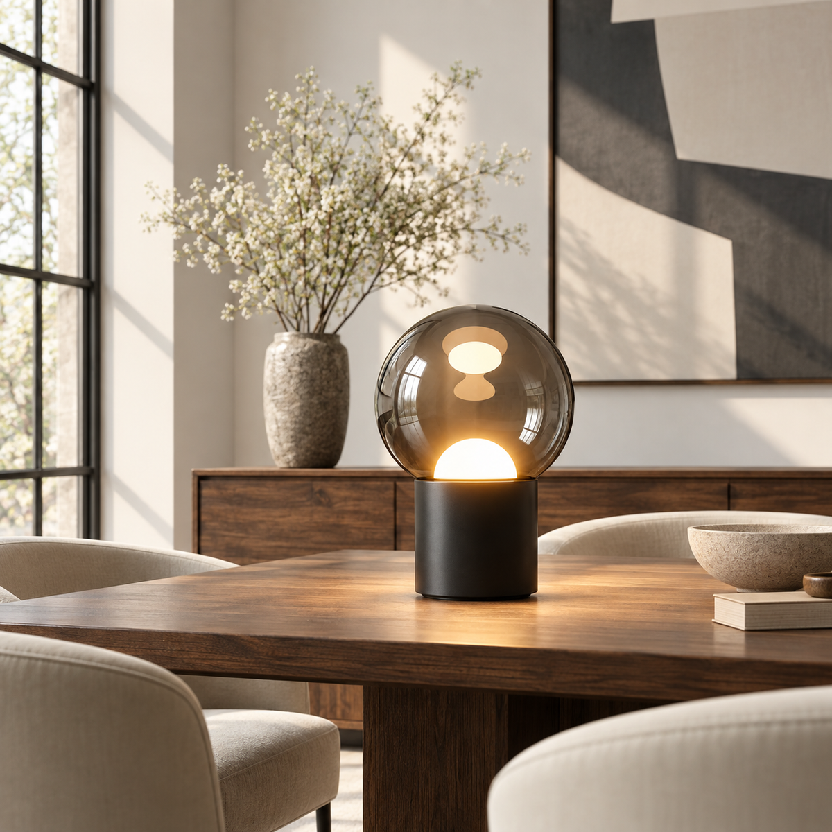 Dæmpbar LED moderne bordlampe med justerbar touchfod, oval
