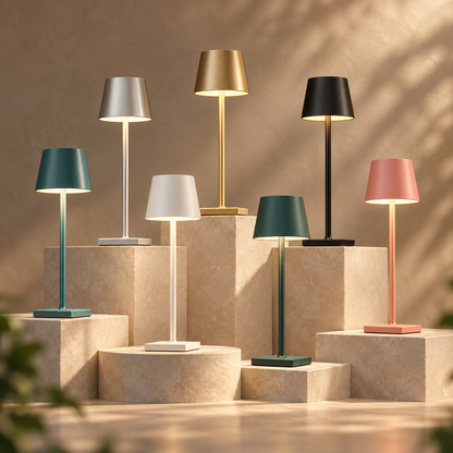 Dæmpbar trådløs LED-bordlampe med moderne touch-betjening og metalfod
