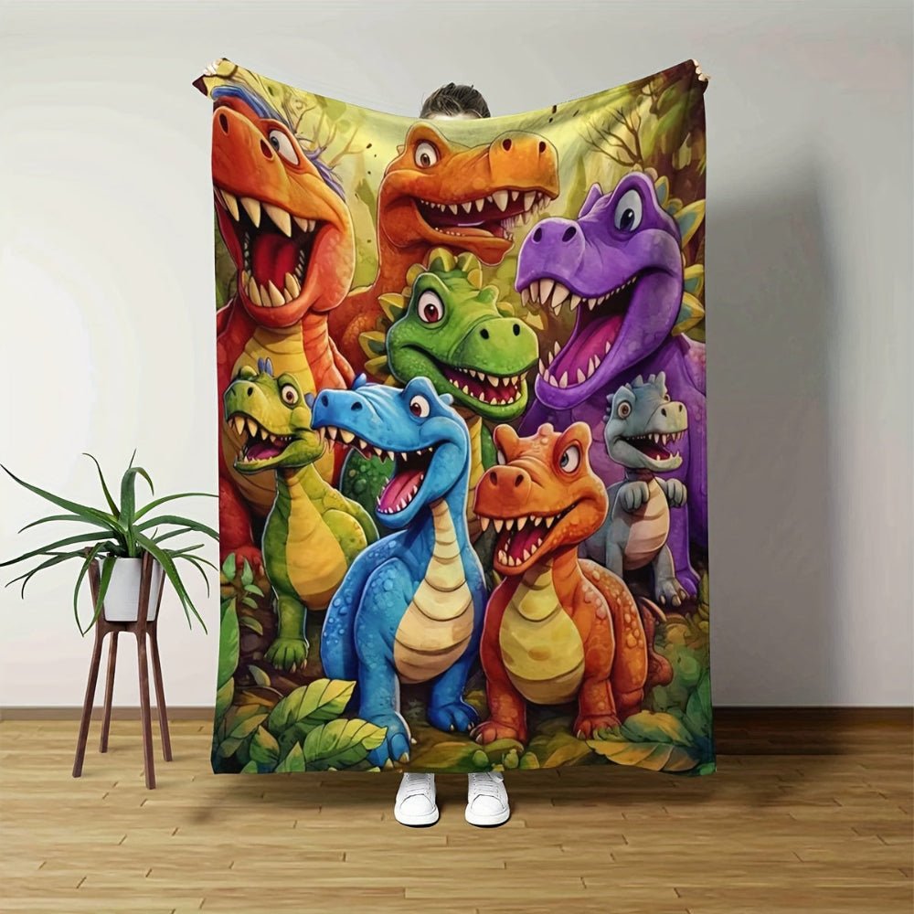 Coperta per bambini con dinosauri colorati, coperta morbida in pile cartoon per letto