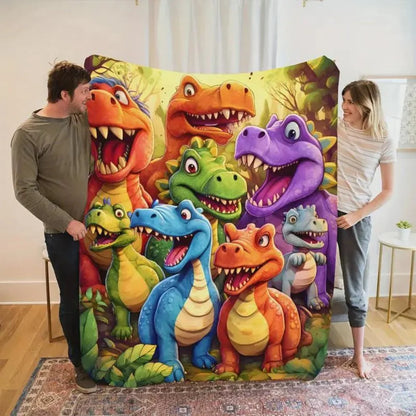 Coperta per bambini con dinosauri colorati, coperta morbida in pile cartoon per letto