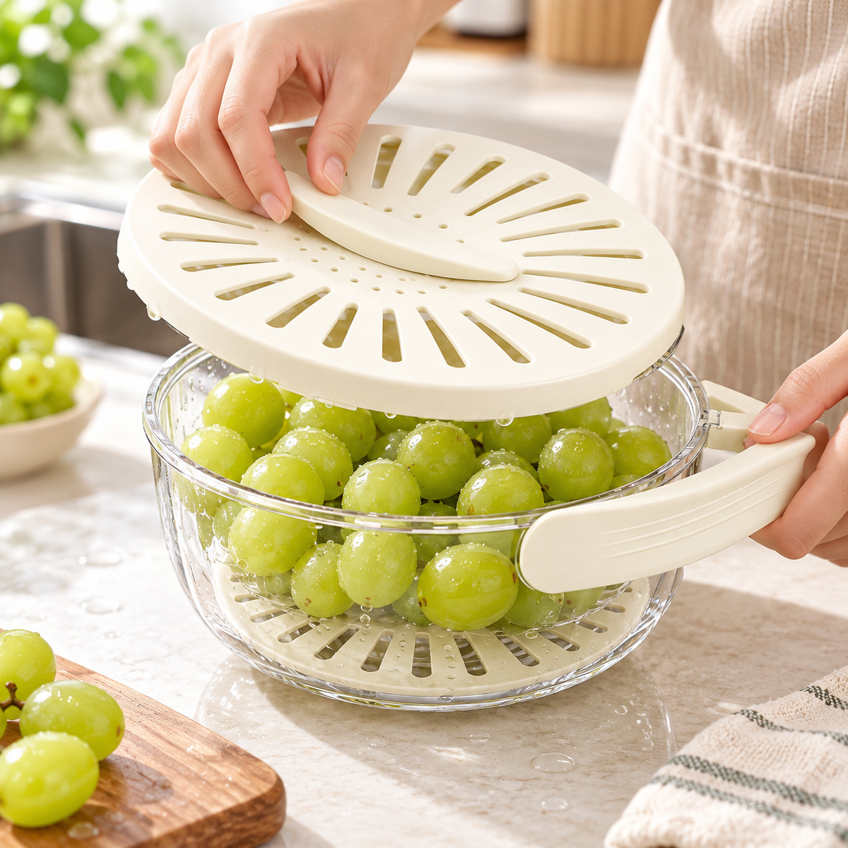 Bol de scurgere, strecurătoare de bucătărie pentru legume, design versatil