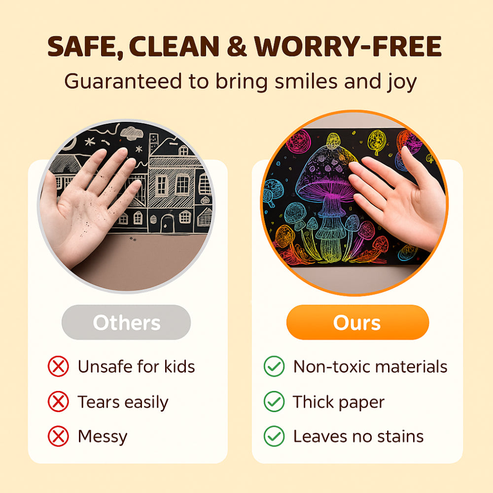 Set de Artă Scratch pe Hârtie pentru Desen cu Temă Curcubeu